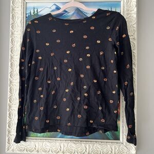 Old Navy Top Black Pumpkin Shirt Women’s Sz X-Large Autumn Fall‎ Thanksgiving